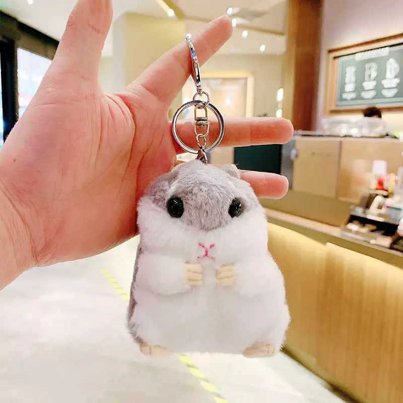 Móc khóa nhồi bông hình chuột Hamster siêu cute - Móc treo chìa khóa, móc treo balo đi học siêu đáng yêu