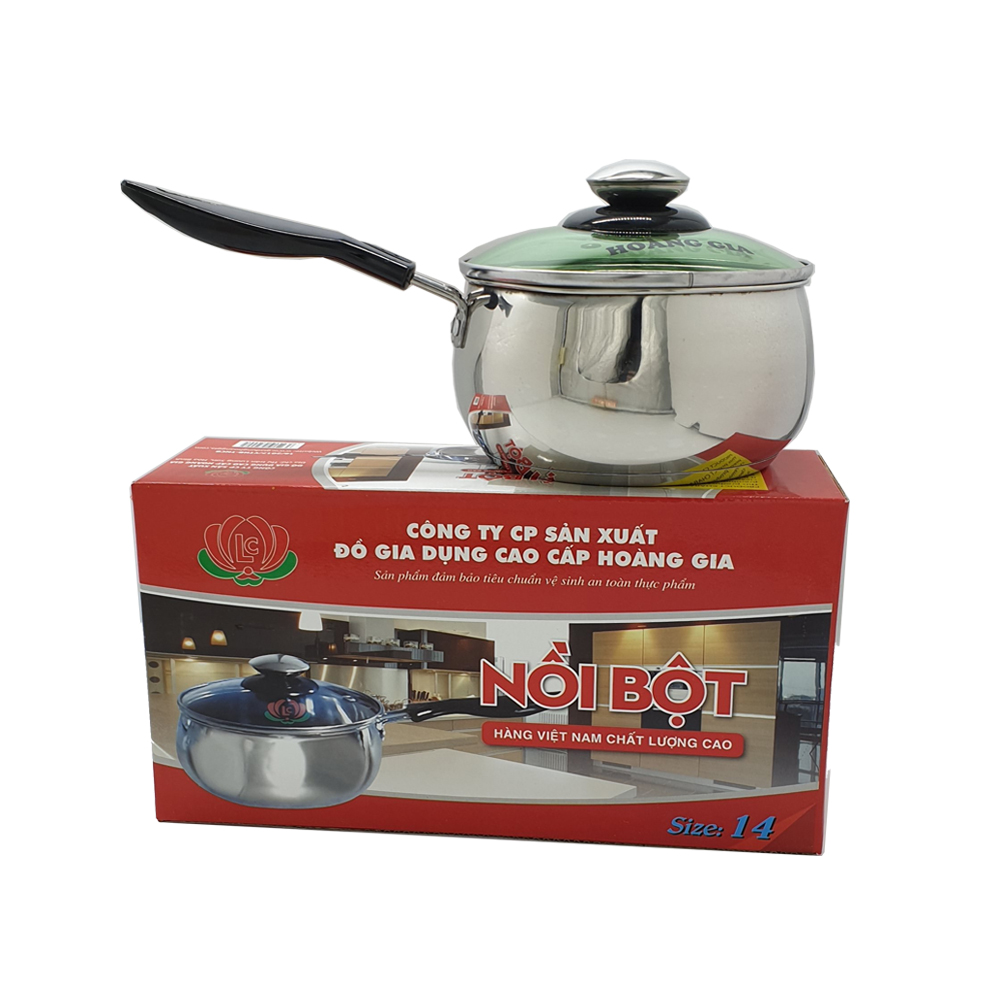 Nồi nấu bột inox hàng Việt Nam cao cấp Hoàng Gia 12cm 1 đáy