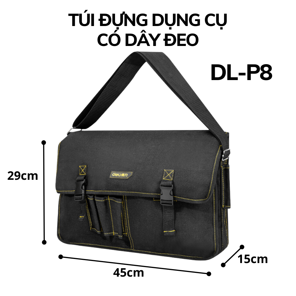 Túi Đựng Dụng Cụ Có Dây Đeo Vải Canvas Chắc Chắn – Nhiều Ngăn Tiện Dụng – Chống Thấm Nước