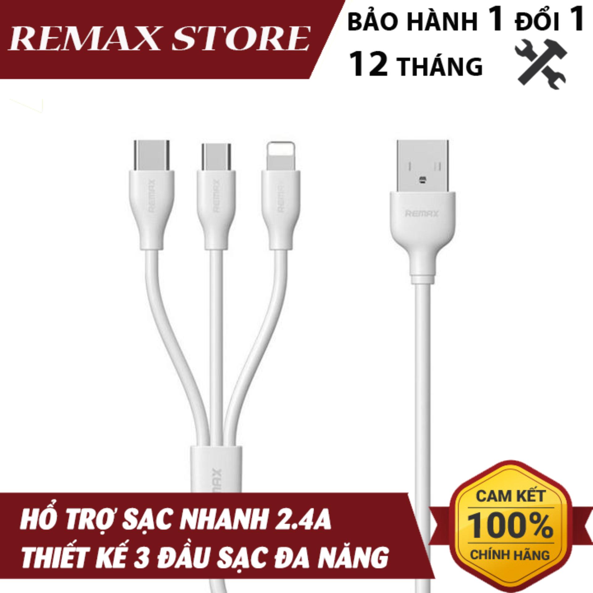 Cáp sạc nhanh Remax SUDA 3 in 1 RC-109TH cổng MicroUSB, Lightning, Type C