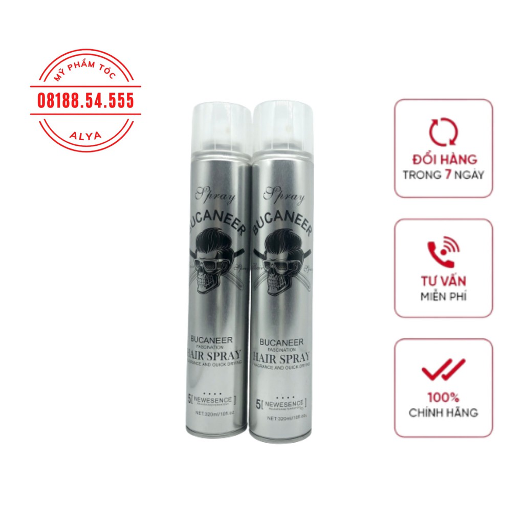 Gôm, keo xịt tóc bucaneer 320ml tạo kiểu giữ nếp cho tóc. - gôm bucaneer