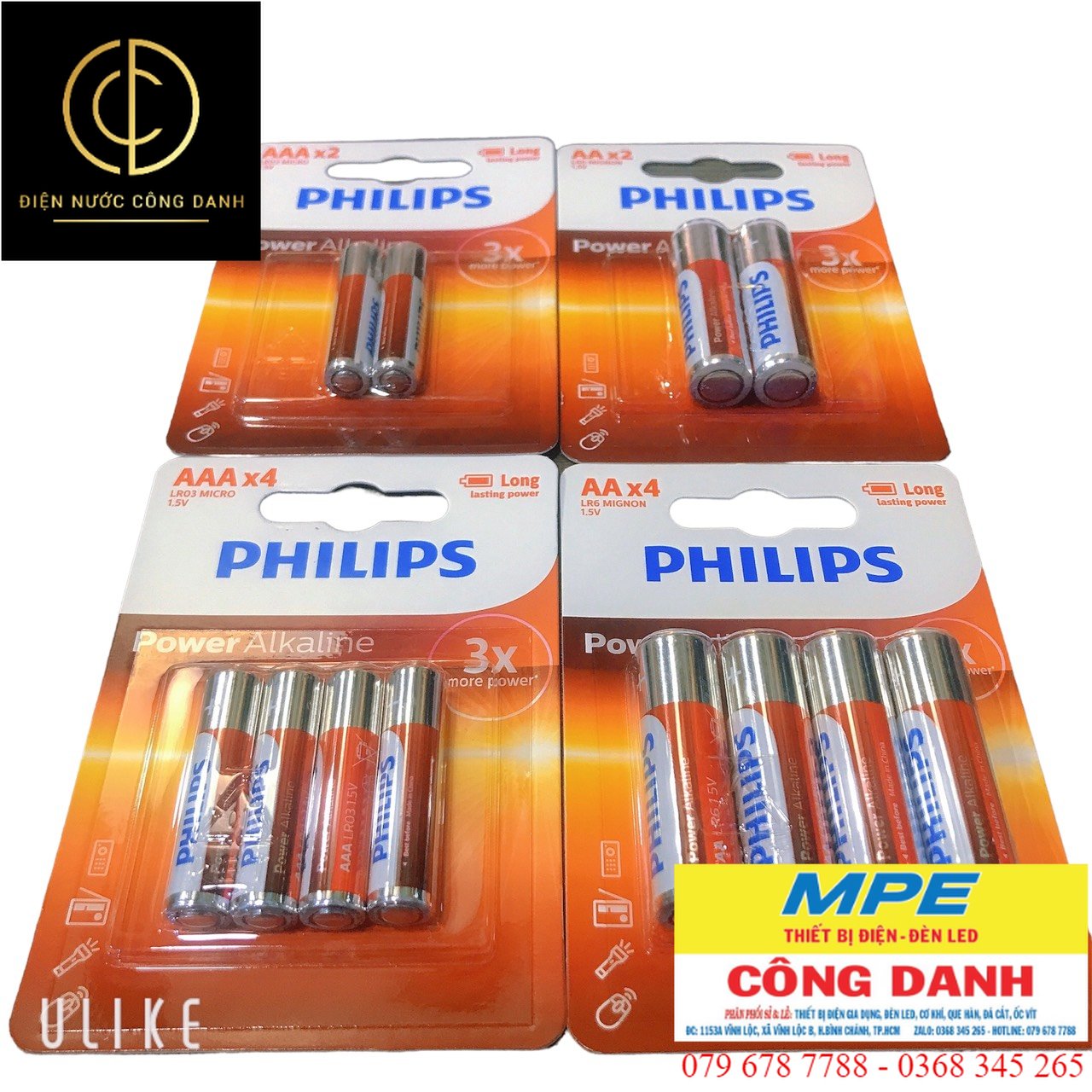 Pin AA AAA Philips Alkaline Siêu Bền Hàng Chính Hãng Vỉ 2 Viên, 4 viên