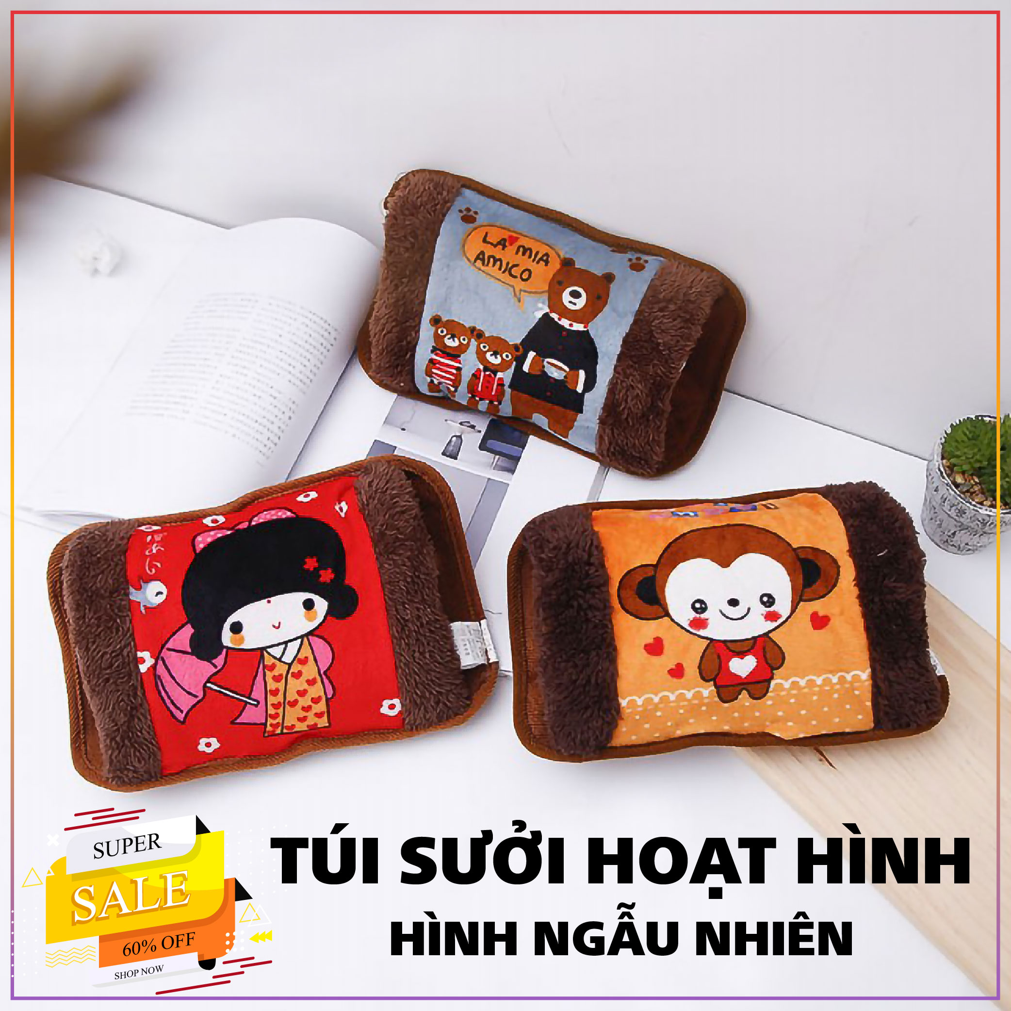 Túi sưởi ấm sạc điện- Túi sưởi sạc điện TÚI SƯỞI ẤM ,chườm ấm giảm bầm tím đau nhức chân tay - Túi sưởi ấm hình thú - túi sưởi mini giữ ấm cầm tay