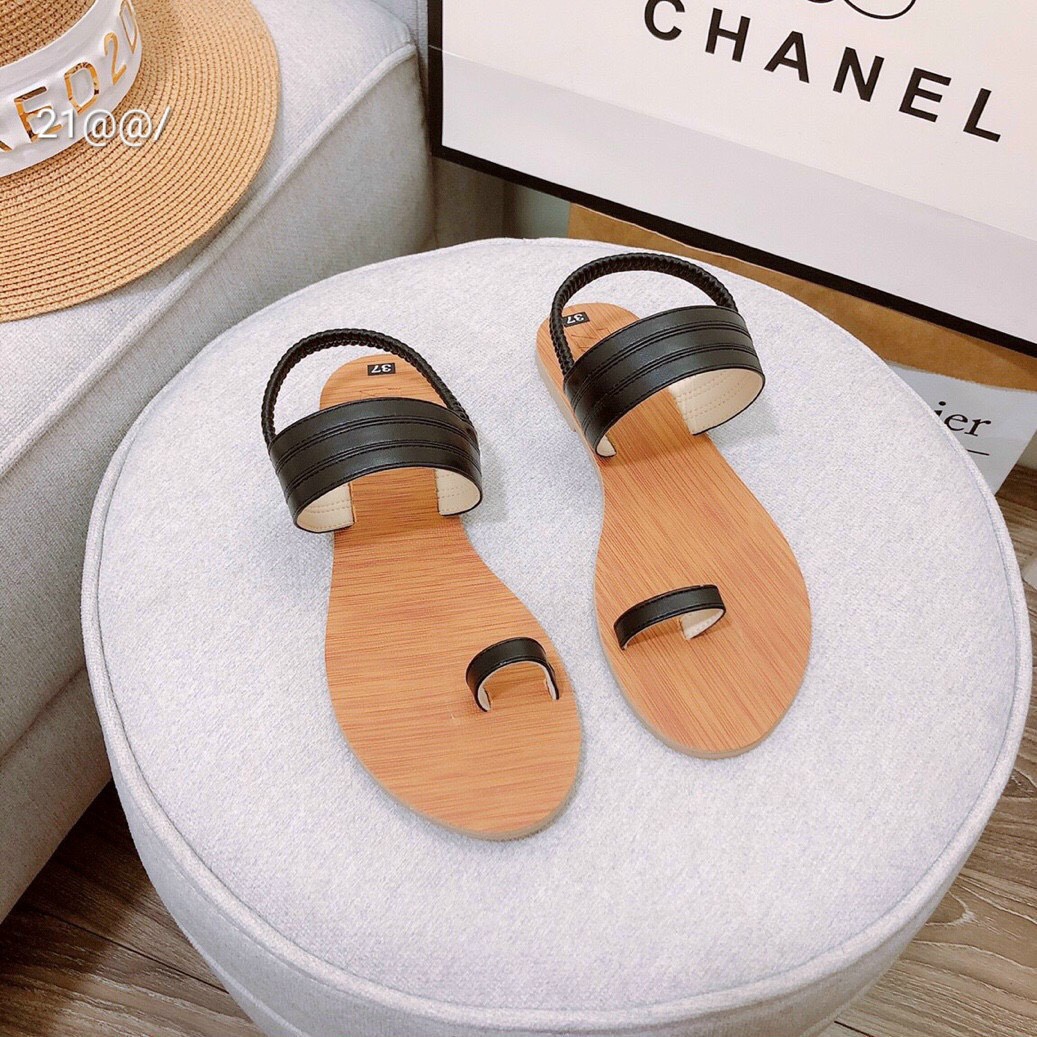 Dép xỏ ngón nữ thời trang 2 màu / sandal nữ thời trang đế bằng hót hót