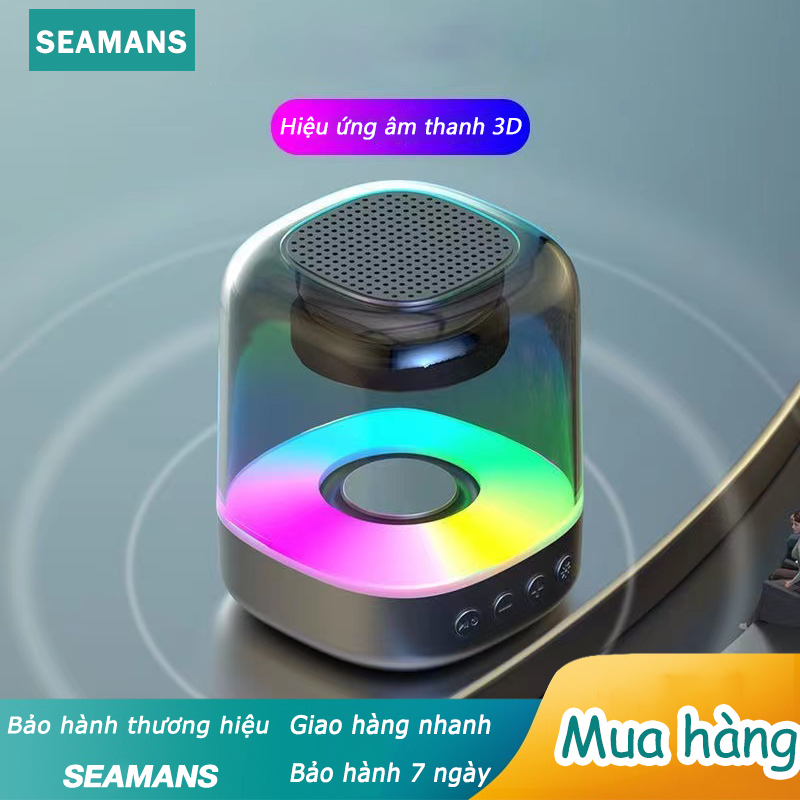 SEAMANS Loa bluetooth mini không dây âm thanh vòm Led RGB nhấp nháy theo nhạc cực đẹp 8 chế độ chỉnh màu