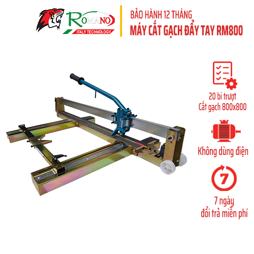 Máy cắt gạch bàn ROMANO RM800, Không dùng điện, Khung sắt, 20 bi trượt