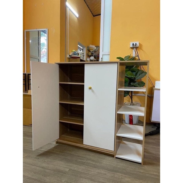 Tủ giày gia đình hiện đại 4 ngăn để giày, tủ giày gỗ to thương hiệu leminh decor