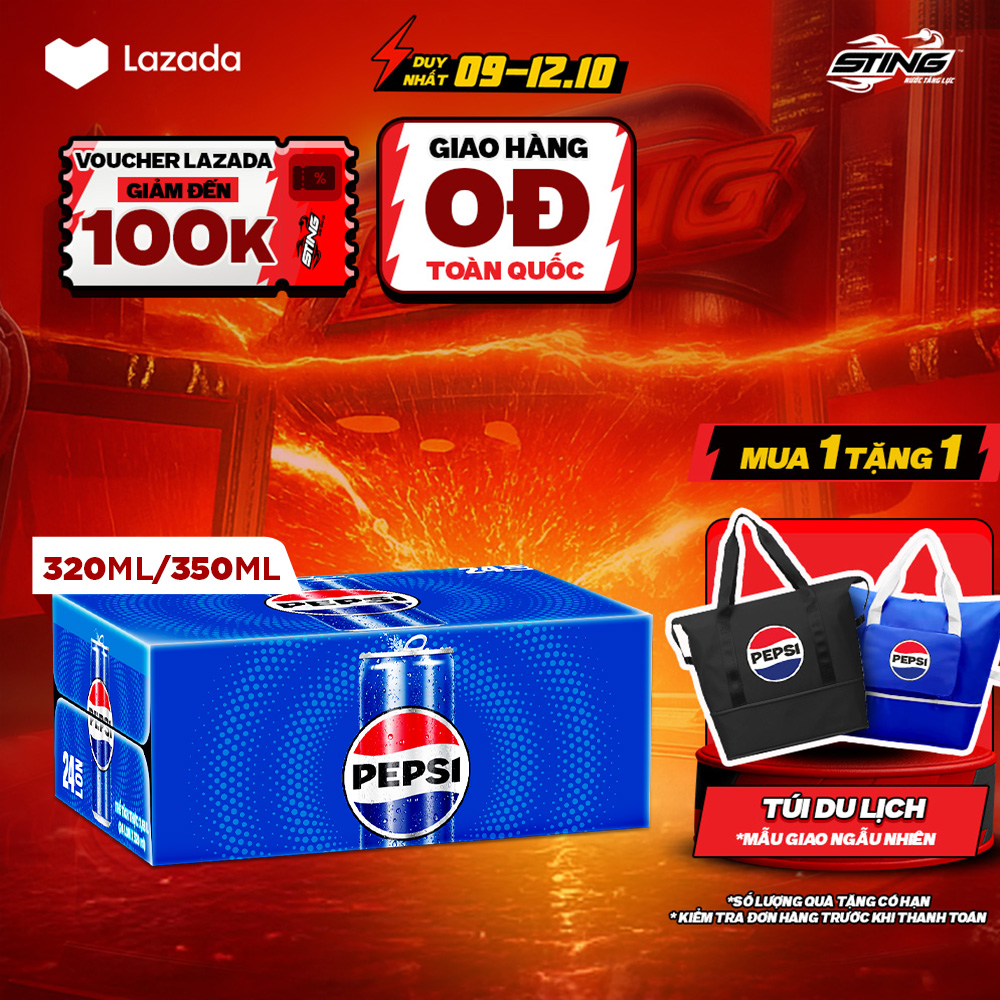 [SALE 10.10-VC ĐẾN 12%] Thùng Nước Ngọt Giải Khát Có Gaz Pepsi (320ml/lon hoặc 350ml/lon)