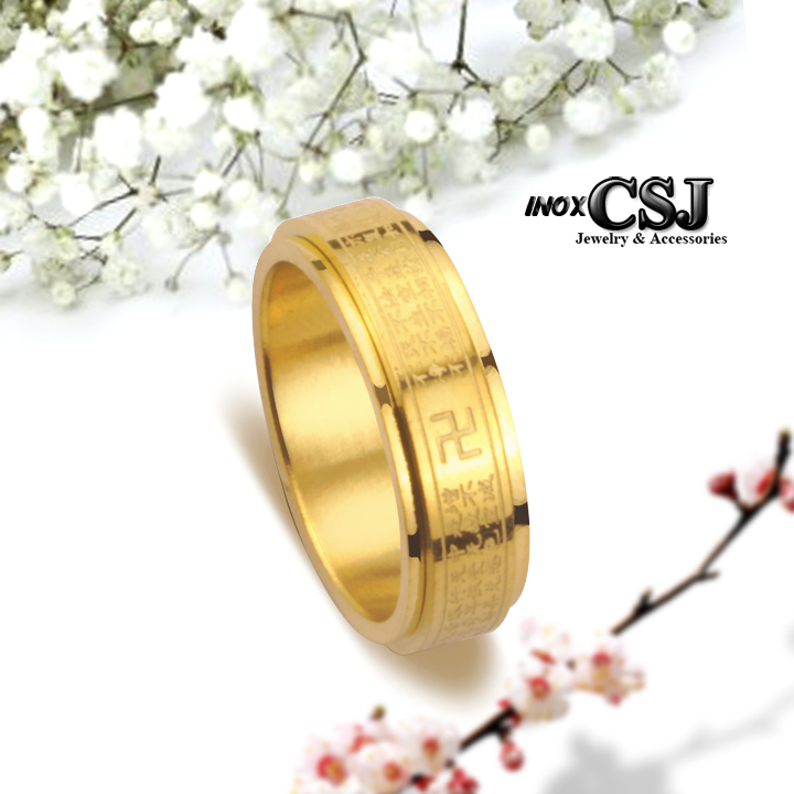 Sỉ, Nhẫn Bát Nhã Tâm Kinh bảng nhỏ 6mm, phiên bản chữ Vạn, phù hợp cả nam và nữ