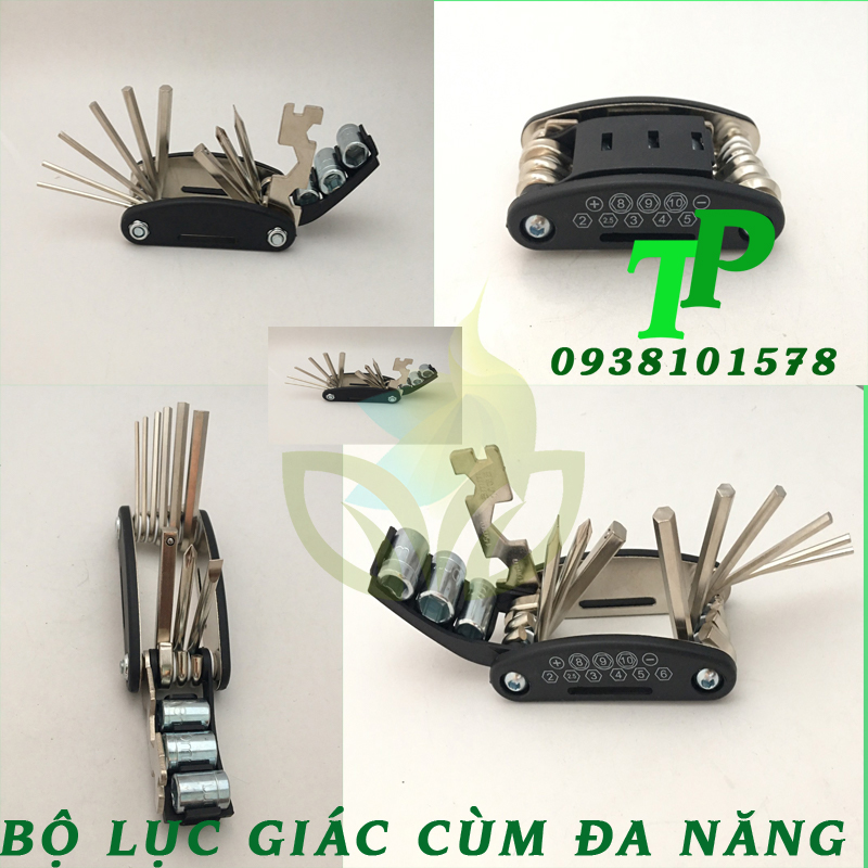 Bộ lục giác đa năng 13 món gấp gọn, bộ lục giác cùm đen đa năng