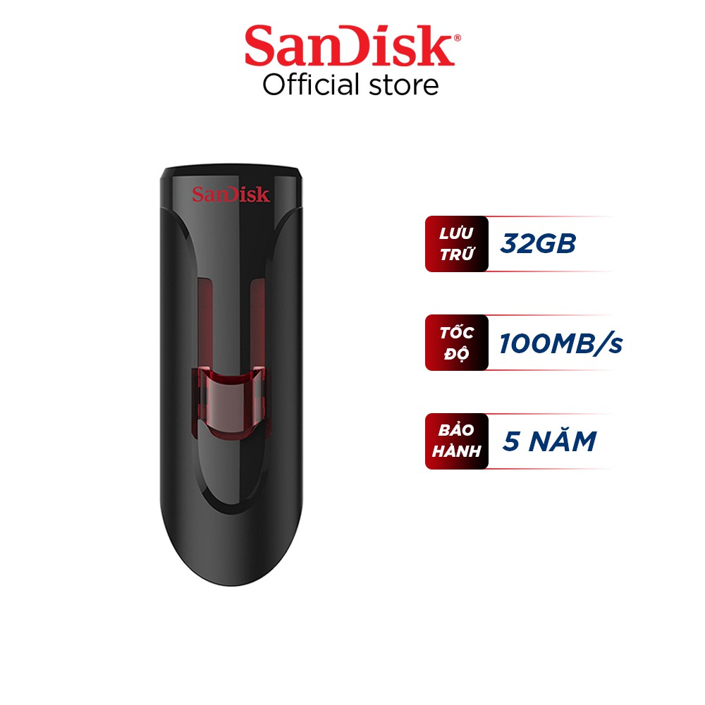 Usb 32gb 3.0 sandisk cruzer glide cz600 tốc độ upto 100mb/s - hãng phân phối chính thức