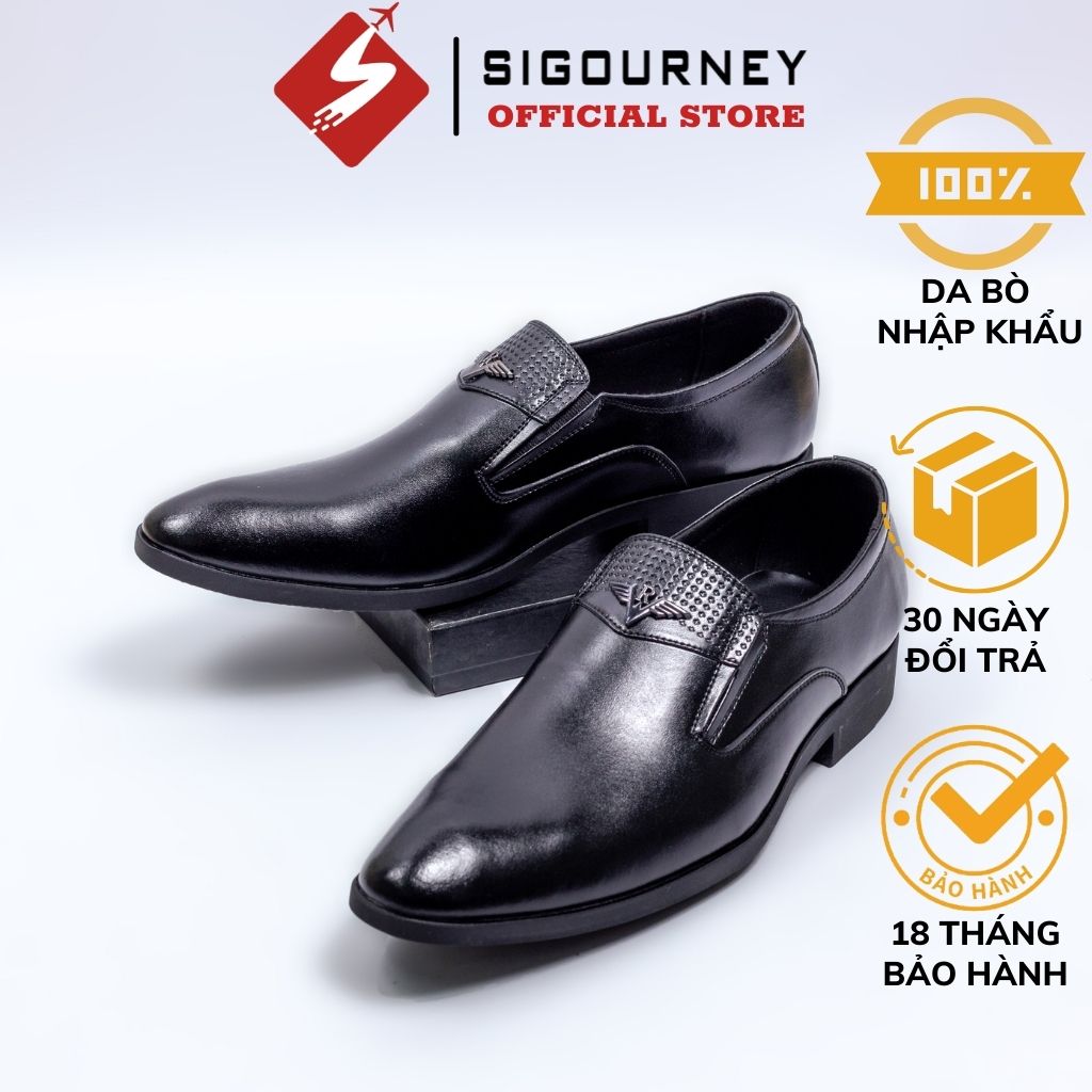 Giày tây nam da bò cao cấp SIGOURNEY màu đen dành cho giới công sở SIG-01