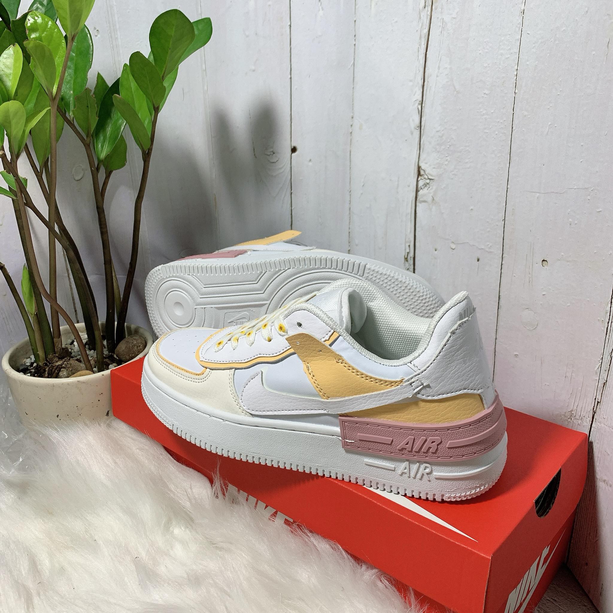 [HCM]Giày Sneaker Nữ AirForce Shadow Hoa Cúc Cực Đẹp Full Box