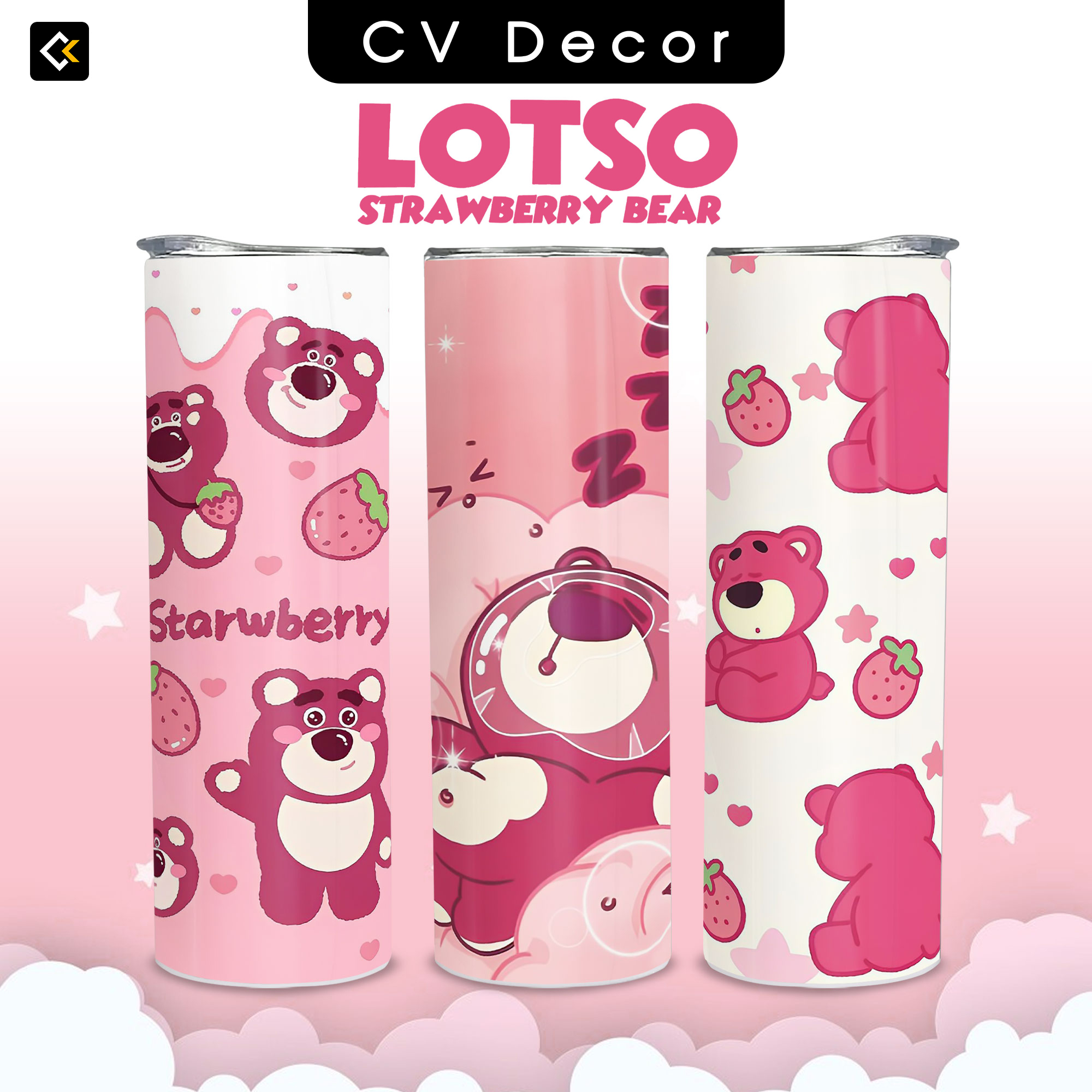 Bình nước gấu dâu lotso giữ nhiệt - ly giữ nhiệt gấu dâu lotso - bình giữ nhiệt gấu dâu lotso - bình giữ nhiệt 2 lớp sus 301 - 600ml