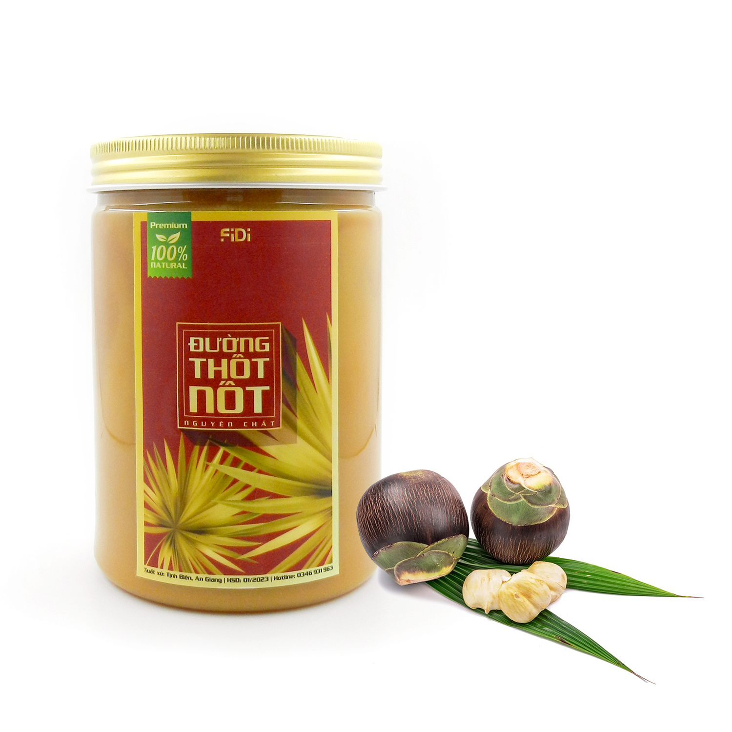 Đặc Sản An Giang Đường Thốt Nốt Nguyên Chất FIDI Hũ Nhựa Trong 1kg