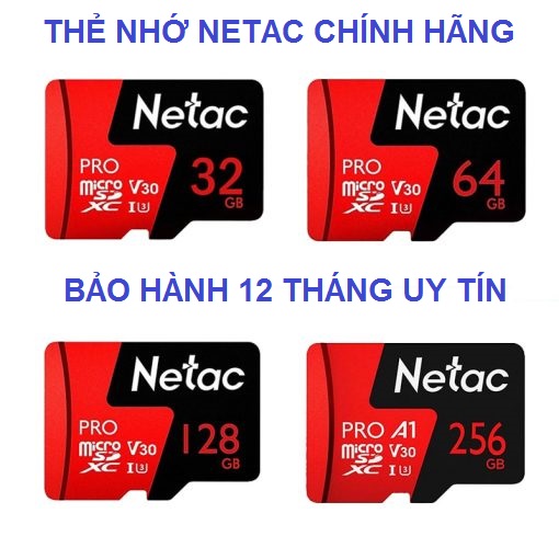 Thẻ nhớ netac chính hãng micro sd tf 128gb 64gb 32gb tốc độ cao dùng cho cam hành trình, máy ảnh, điện thoại,...