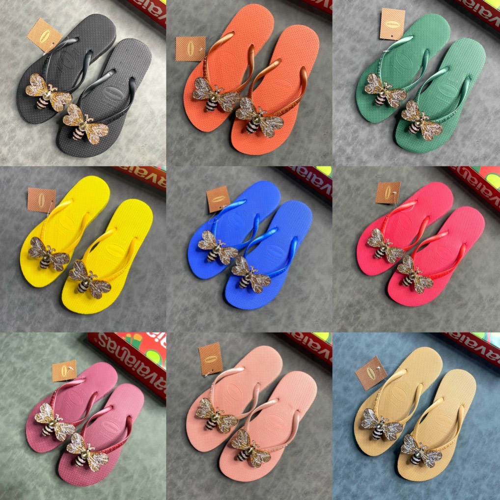 Dép kẹp xỏ ngón nữ quai lào đính charm Ong thời trang cá tính, bền bỉ êm ái nhiều màu lựa chọn.