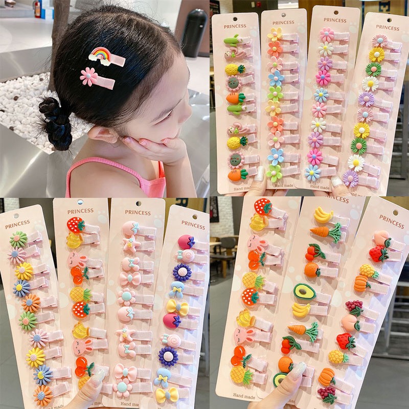 Set 2 kẹp tóc hoa xinh xắn đáng iu cho bé - kẹp mỏ vịt icon hình hoa dễ thương mika mika