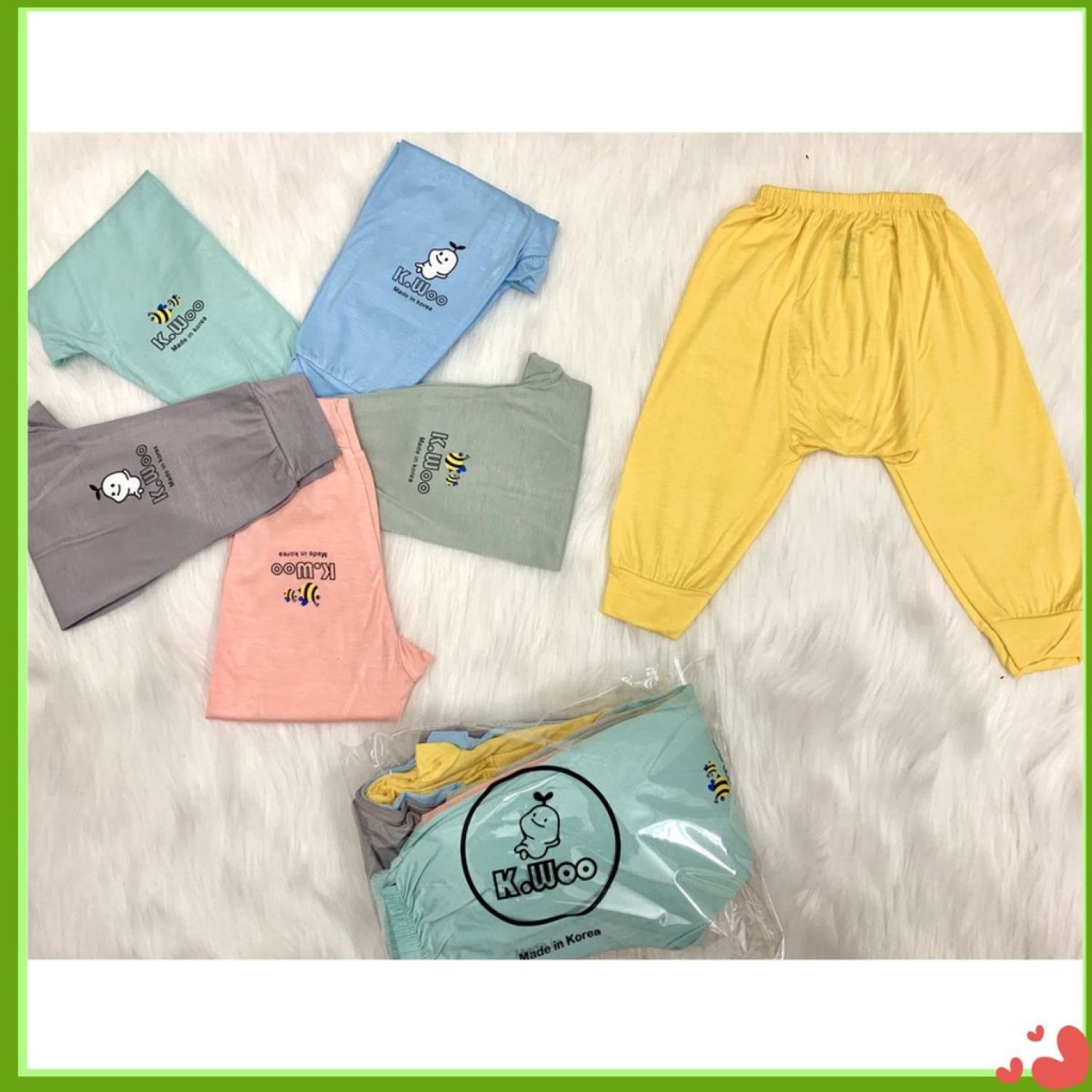 Quần thun lạnh đáp đũng kwoo cho bé trai bé gái size từ 4-12kg