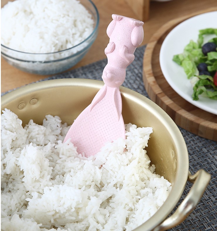 Vá bới cơm bằng nhựa lúa mạch chống dính hình con thỏ xinh xắn giá rẻ M07