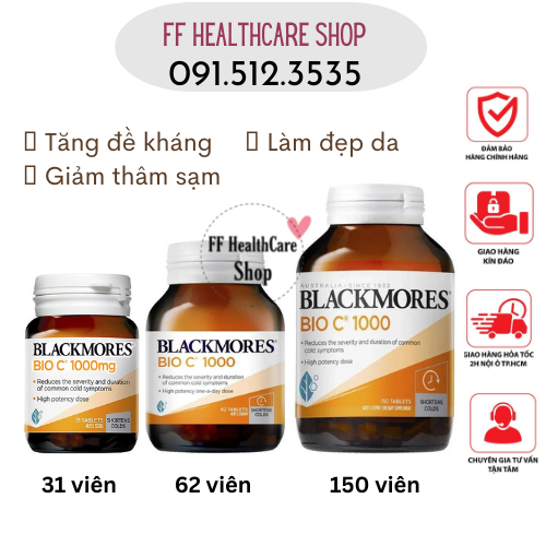Vitamin C Blackmores 1000mg Đẹp Da, Tăng Đề Kháng 150 Viên Úc