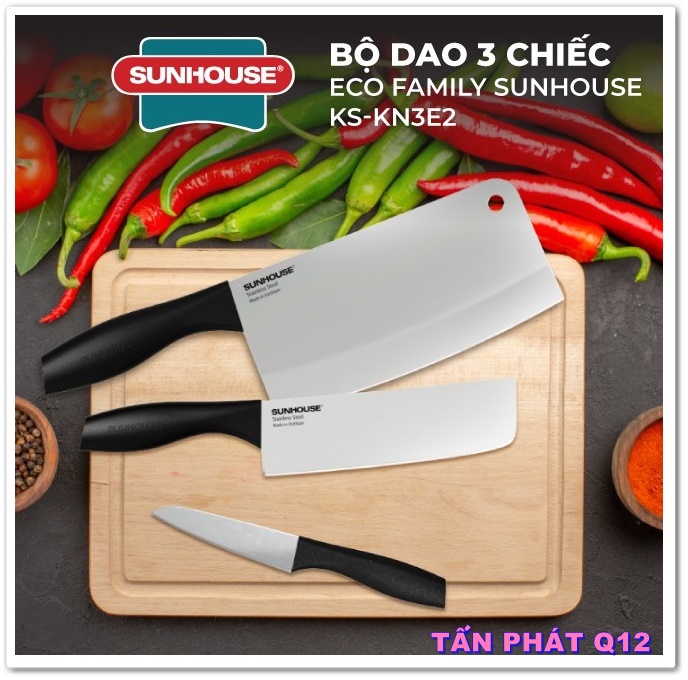 Bộ dao 3 chiếc Eco Family Sunhouse KS-KN3E2