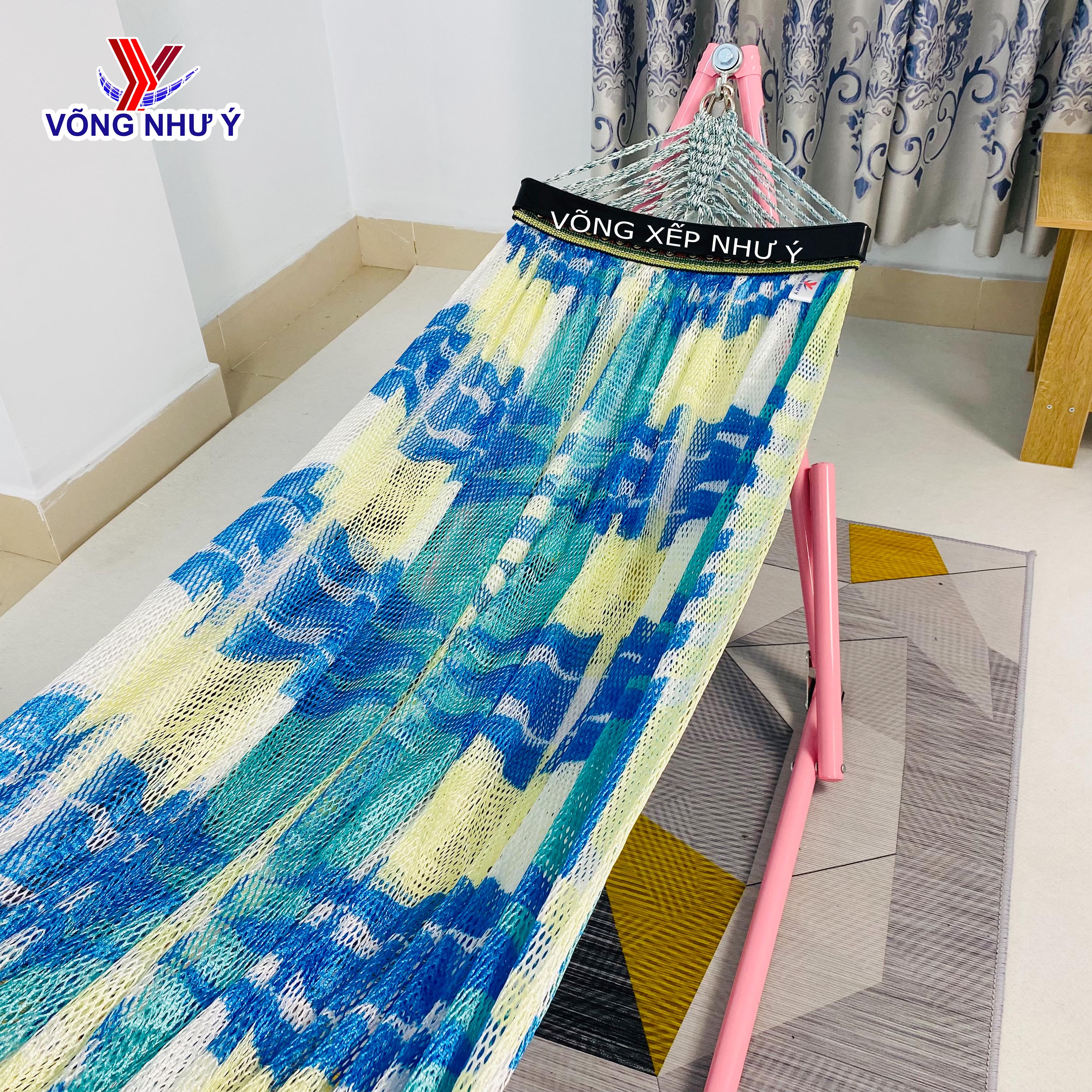 Lưới võng xếp trẻ em baby Hàn Quốc Như Ý màu sắc rất đẹp dễ thương, chỉ võng lưới em bé 2 lớp bền chắc dành cho khung bé
