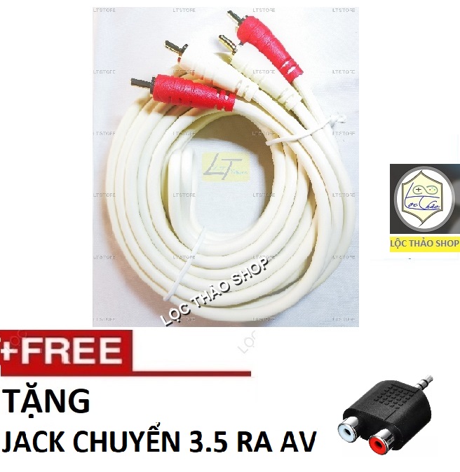 [HCM]Cáp loa 4 đầu hoa sen AV dài 3M Tặng 1 Jack chuyển 3.5 ra 2 đầu hoa sen