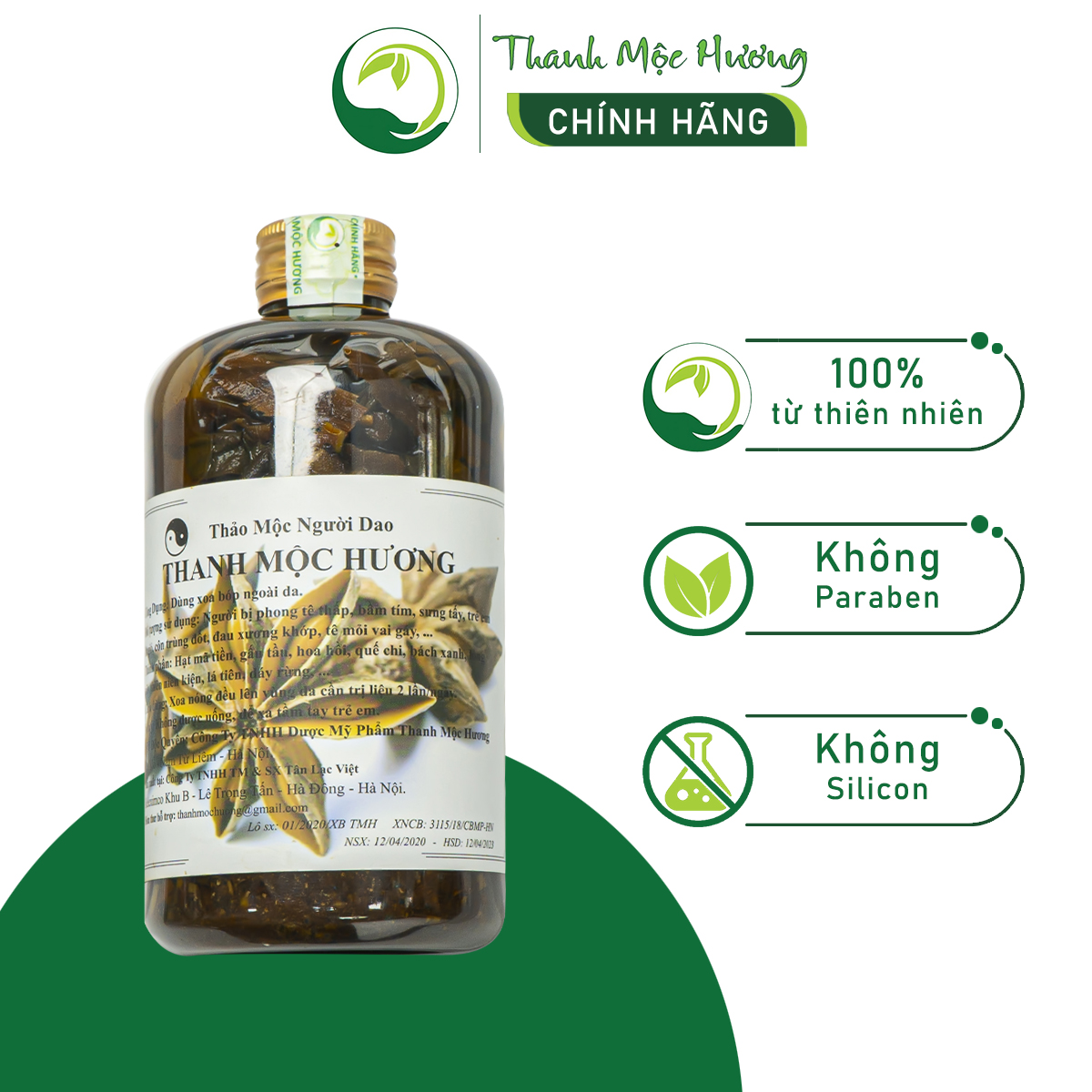 Nước xoa bóp xương khớp Thanh Mộc Hương hỗ trợ giảm đau nhức 500ml