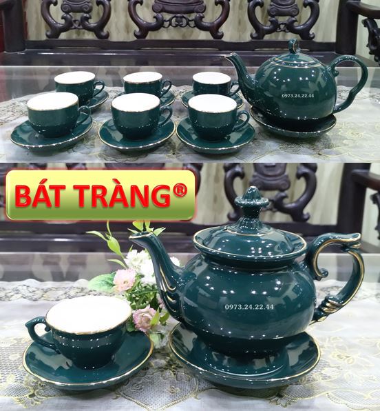 ẤM TRÀ CAO CẤP BÁT TRÀNG BỘ ẤM CHÉN GỐM SỨ ĐẸP PHÒNG KHÁCH