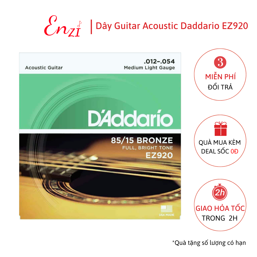 Dây đàn guitar acoustic D'addario EZ920 EZ910 EZ900 EXP26 EJ13 dây guitar sắt chất lượng Enzi