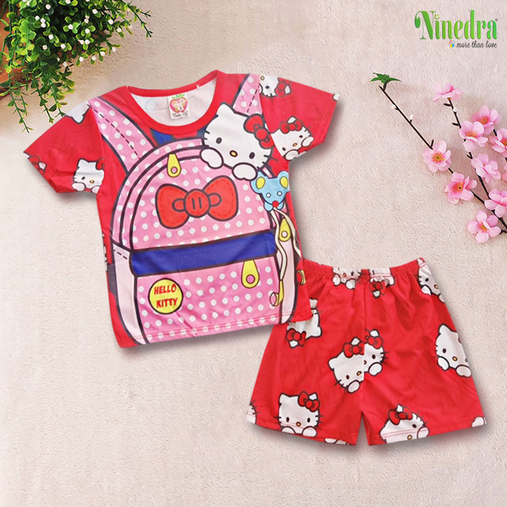 Đồ bộ bé gái thun 3d size từ 8-20kg - ninedra