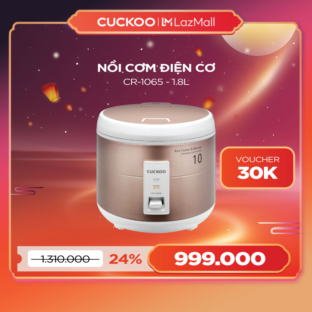 Nồi cơm điện Cuckoo 1.8L CR-1065 - Giữ ấm tối đa, lòng nồi chống dính  - Hàng chính hãng Cuckoo Vina
