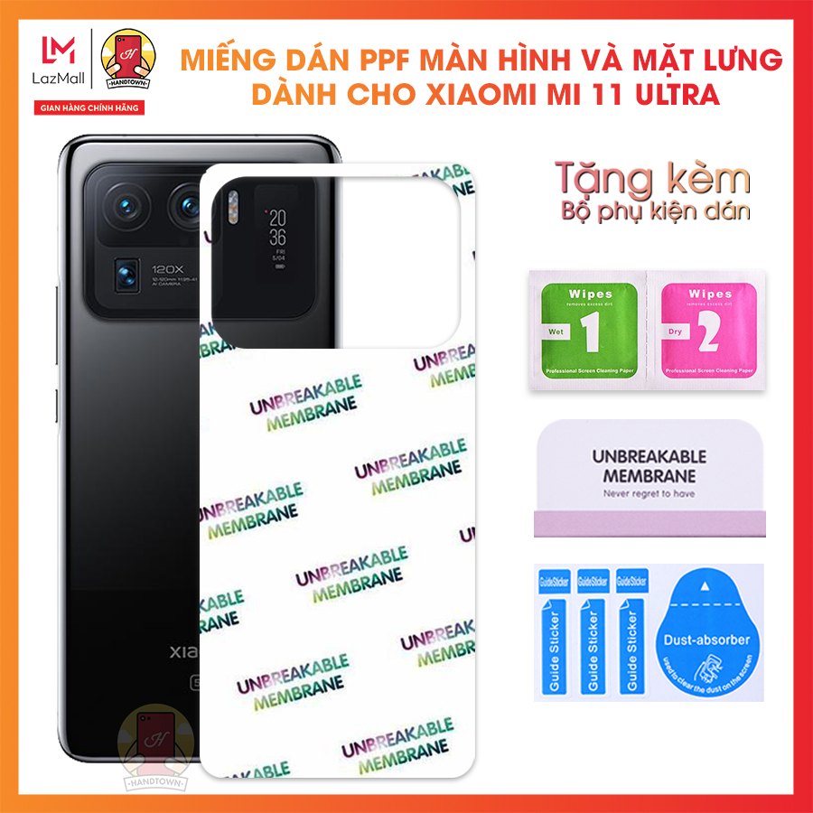 Miếng dán PPF mặt lưng và màn hình Handtown dành cho Xiaomi Mi 11 Ultra Kính Cường Lực Dẻo bảo vệ mặt lưng và màn hình
