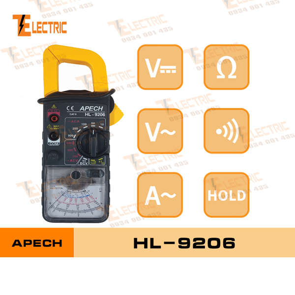 Apech hl - 9206 ampe kìm đo điện đo dòng điện ac 500a apech hl 9206