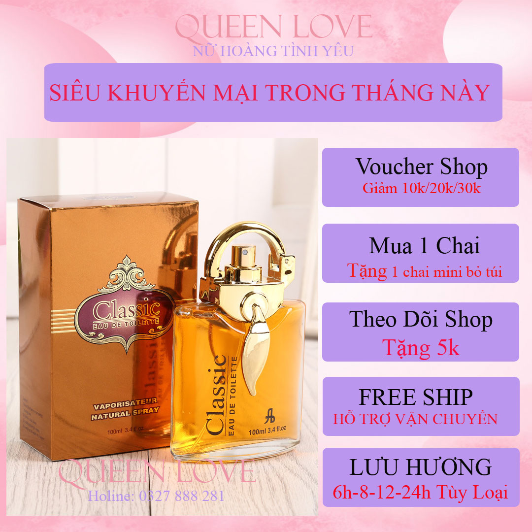 Nước hoa nam nữ Classic 100ml .Nước hoa unisex thơm lâu quyến rũ tinh dầu nước hoa đặc biệt