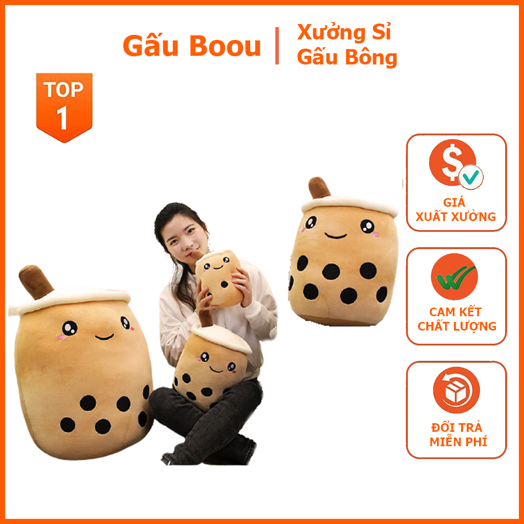 _ gấu bông trà sữa, gối ôm thú bông cho bé baby hàng cao cấp mềm mịn size 35cm, gấu bông cao cấp, gối ôm trà sữa cute chất lượng cao - gấu boou