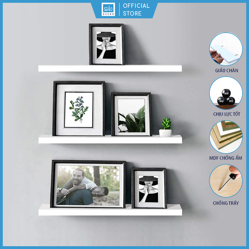 Set 3 Kệ Treo Tường Thanh Ngang Để Sách, Vật Dụng Nhà Bếp, Đồ Trang Trí SIB Decor, Gỗ 25mm Chống Ẩm, Tặng Kèm Phụ Kiện Lắp Đặt