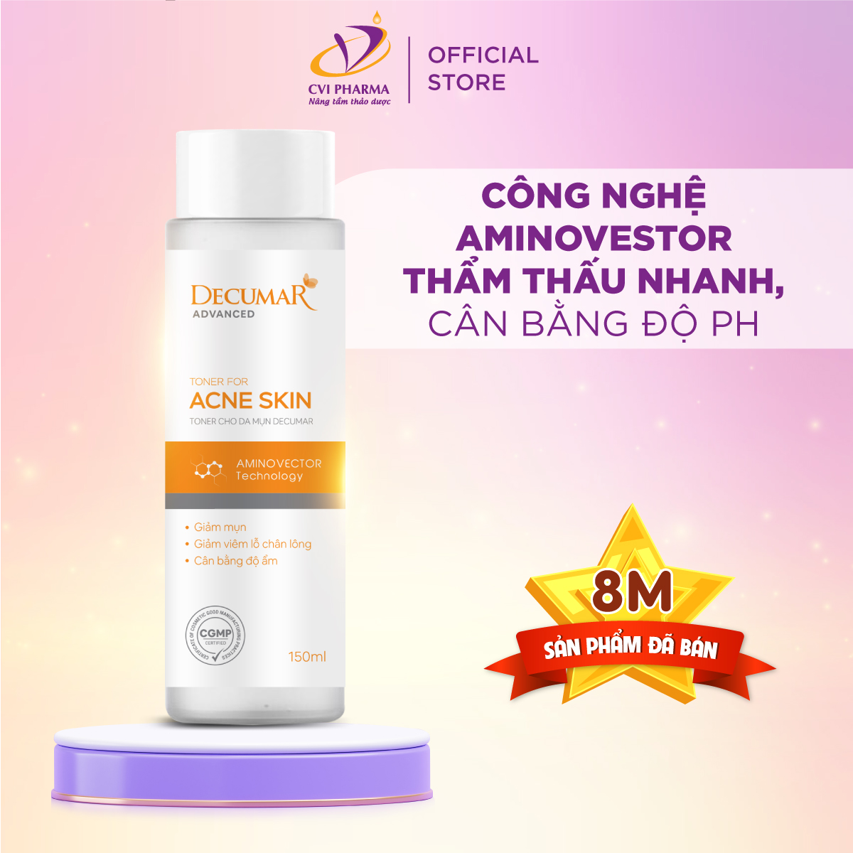 Toner Decumar Advanced 150ml cân bằng độ ẩm sạch thoáng ngừa mụn dịu mát phù hợp mọi loại da