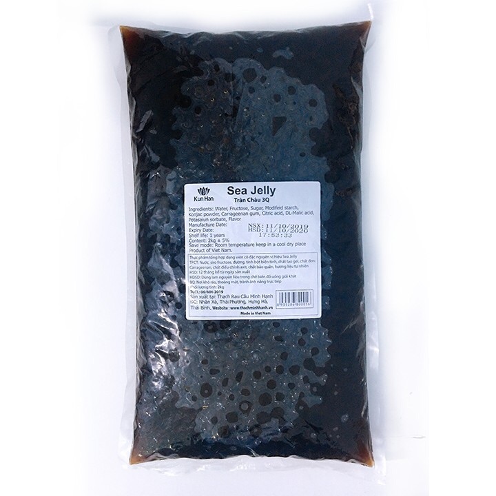 Trân châu 3q sea jelly đen ăn liền túi 2kg