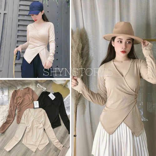 Áo body thiết kế Shynstores cổ tim vạt chéo cao cấp