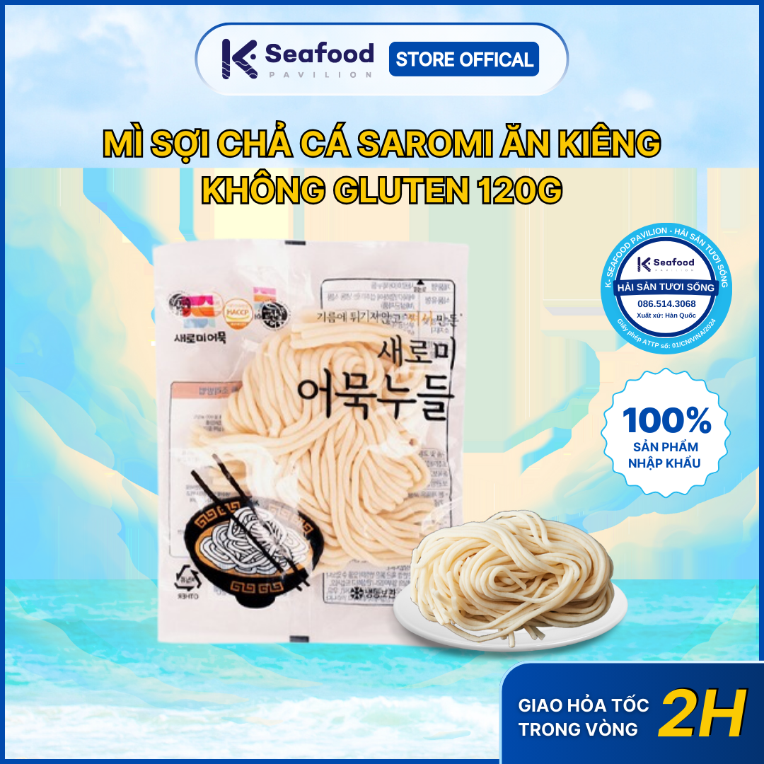 Mì Sợi Chả Cá SAROMI Không Gluten Không Chiên Ăn Kiêng Hàn Quốc 120G