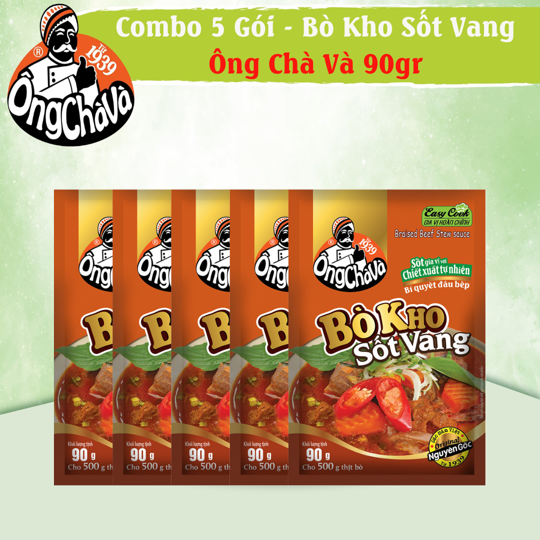 Combo 5 gói bò kho sốt vang ông chà và 90g
