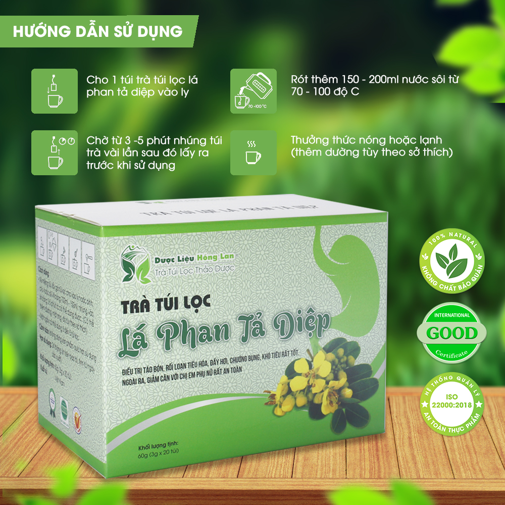 Trà lá phan tả diệp túi lọc 60g dược liệu hồng lan