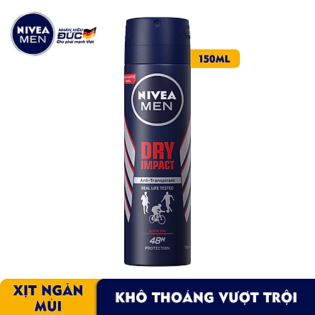 Xịt ngăn mùi nivea men dry impact 150ml khô thoáng suốt 48h