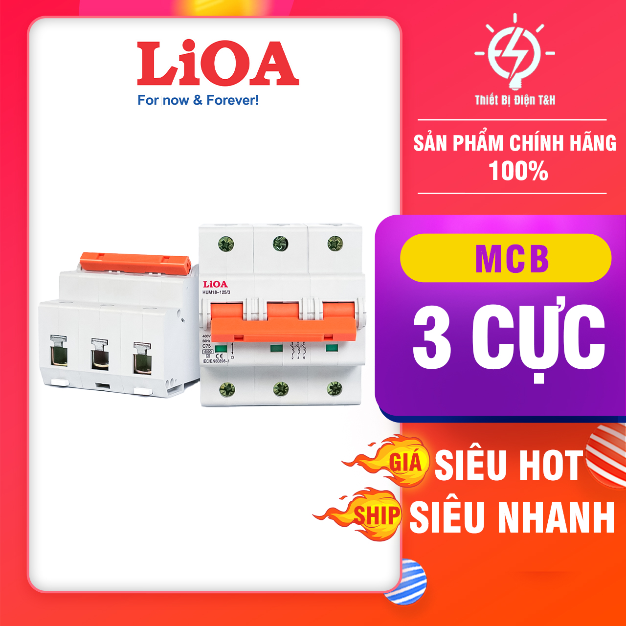 Cầu dao tự động, aptomat, cb, 3 pha, 3 cực lioa, dòng cắt 4.5ka, chịu tải 6a, 25a, 32a, 40a, 50a, 63a, 75a, 100a