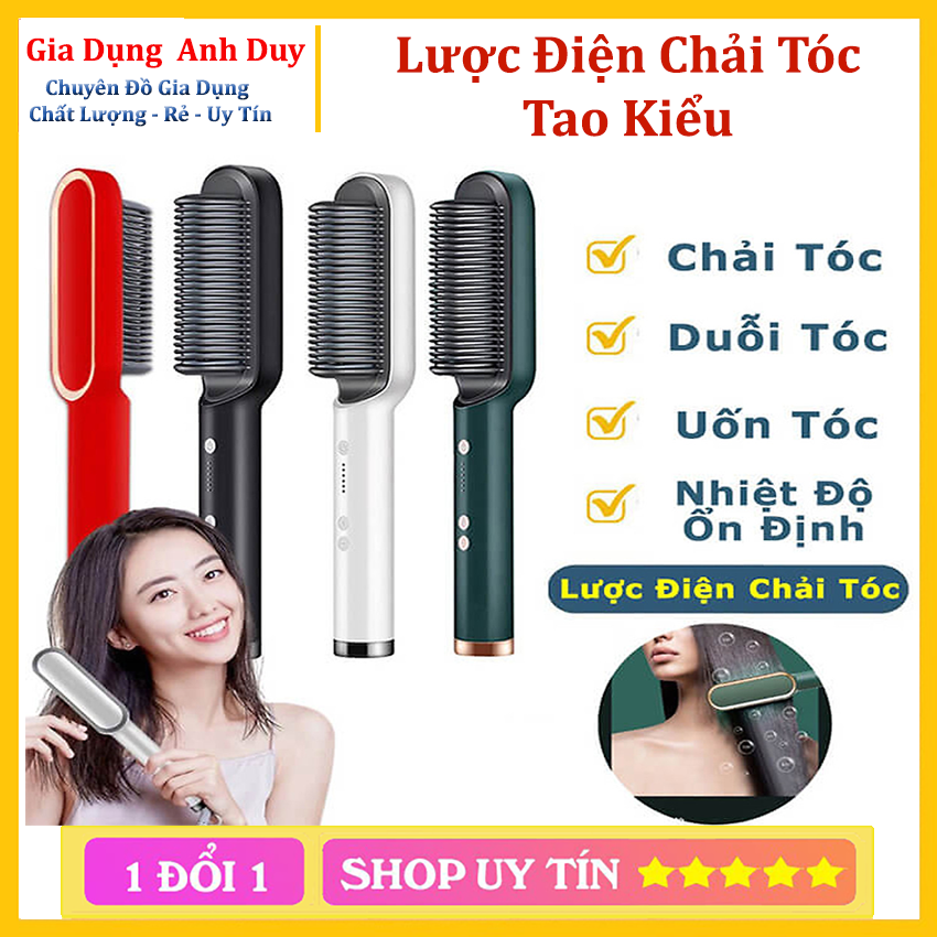 Lược Điện Chải Tóc Tạo Kiểu Chuyên Nghiệp, Lược Điện Tạo Kiểu Tóc, Lược Điện Tạo Kiểu Tóc Chuyên Nghiệp - Kiêm Máy Uốn - Duỗi - Ép Tóc, lược chải tóc gỡ rối, Lược điện chải tóc đa năng, Lược điện uốn tóc tạo kiểu