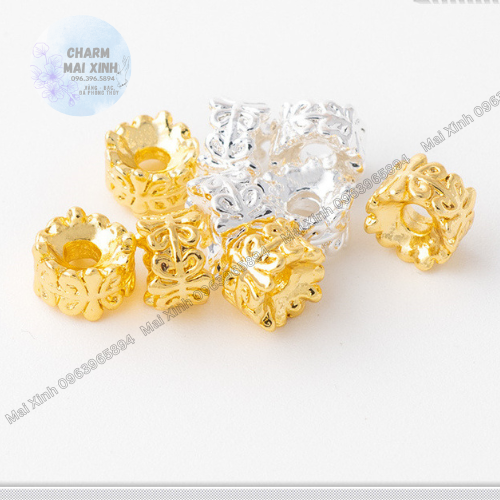 Chặn Hoa Văn Lớn - Viền Sáng Hiện Đại - Vàng & Bạc - Charm Phụ Kiện Xâu Mix Phối Vòng Nam Nữ - Làm Vòng Hamdmade