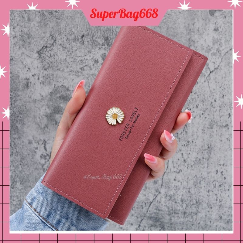 Ví nữ ❤️freeship❤️ ví dài hoa cúc cầm tay đựng tiền, giấy tờ spb 196