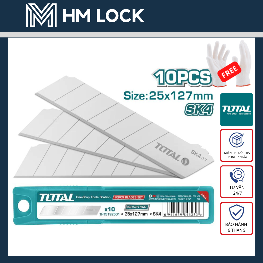 Bộ 10 lưỡi dao 25x127mm total - hàng chính hãng - tht5192501 - hm lock